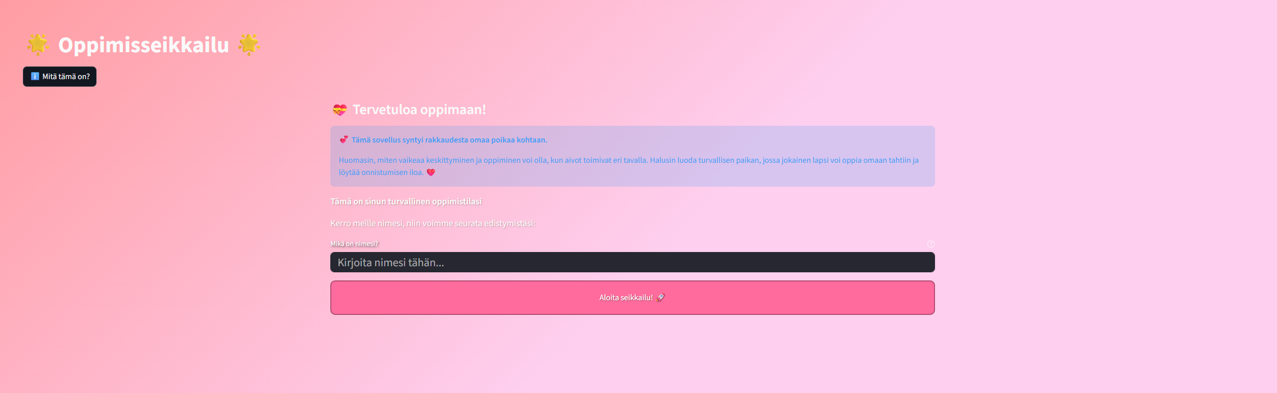 Oppimisseikkailu-sovellus